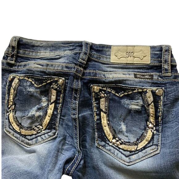 Miss Me Jeans Rhinestones Distressed Women's Size 28 Bootcut Medium Wash Denim - Picture 8 of 12